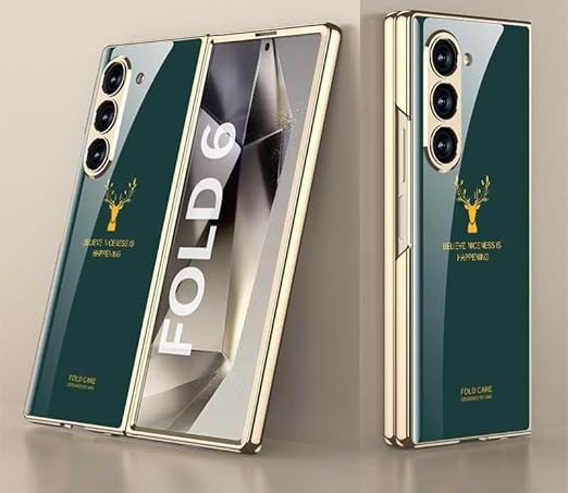 Stylonic Glossy Deer Case for Samsung Galaxy Z Fold6 – Protective Back Cover (Green Gold) - Image 2