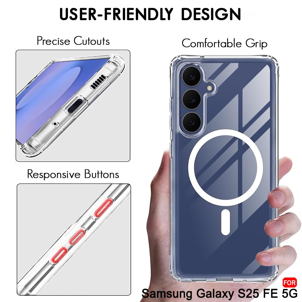 Ultra-Hybrid Clear Case for Samsung Galaxy S25 FE 5G – MagSafe Compatible Shockproof Back Cover - Image 6